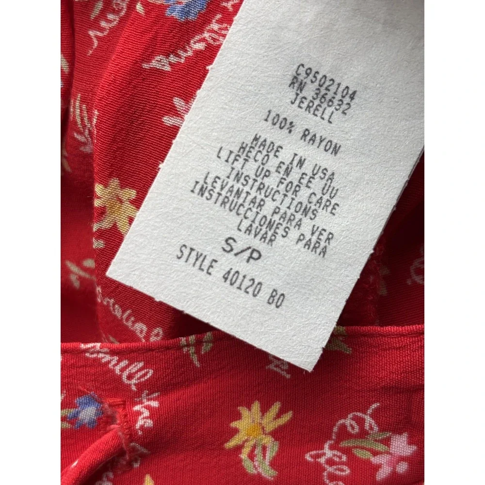 Ali Miles Skirt Womens Petite Small Red Floral Rayon A Line Pull On Midi Boho